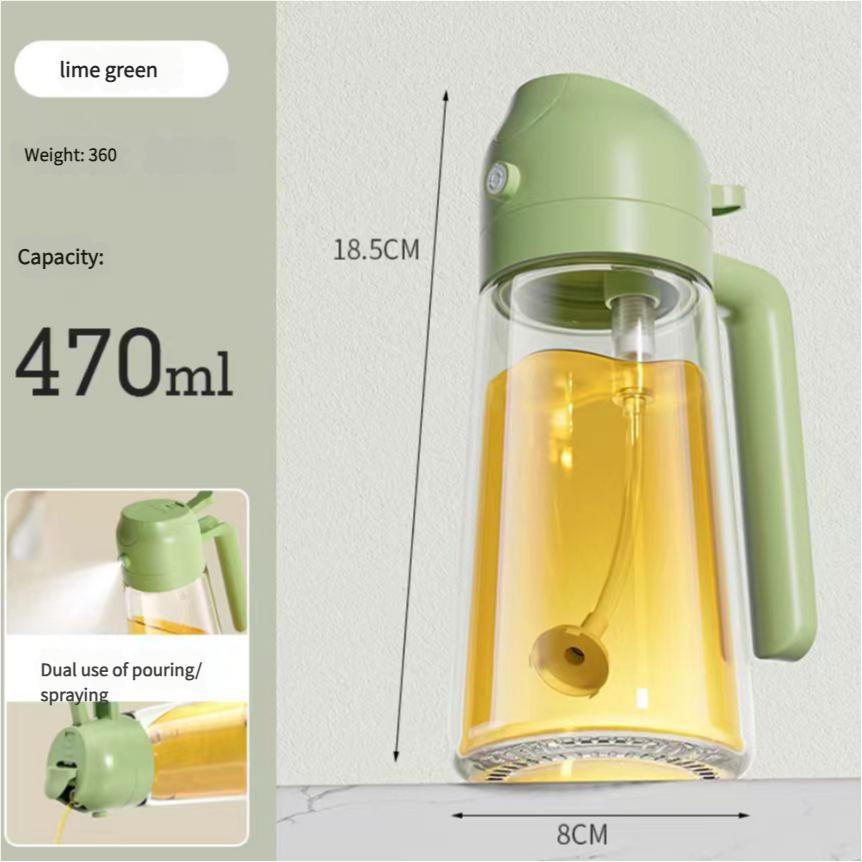

oil spray pot Kitchen oil spray bottle Household glass press-type spray pour integrated atomizing oil bottle зелений
