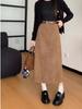 Women's High-Waist Corduroy Skirt: Retro Mid-Length with Spring/Autumn Slit & Hong Kong Style Drape.