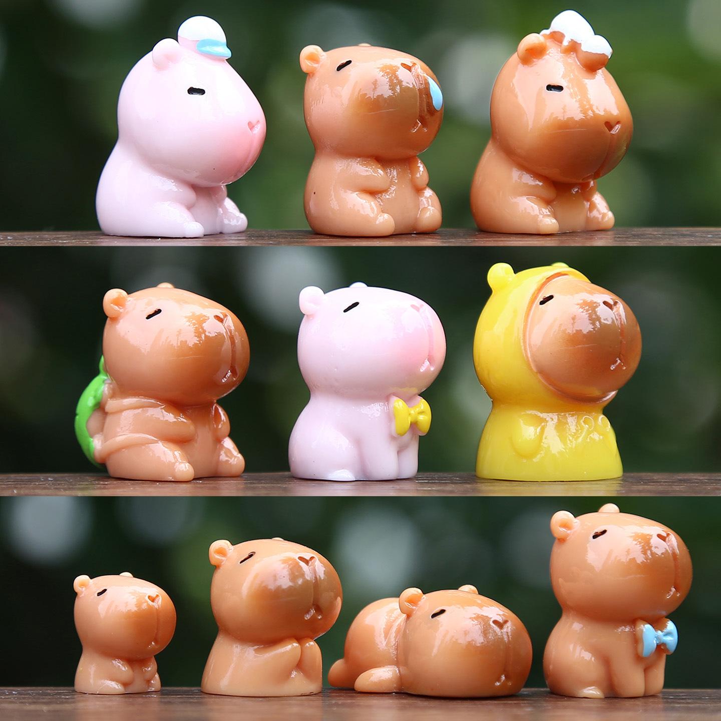 

10Pcs/Set New Mini Simulation Capybara Resin Doll Toys Creative Cute Animal Capybara Micro Landscape Desktop Decor Ornaments