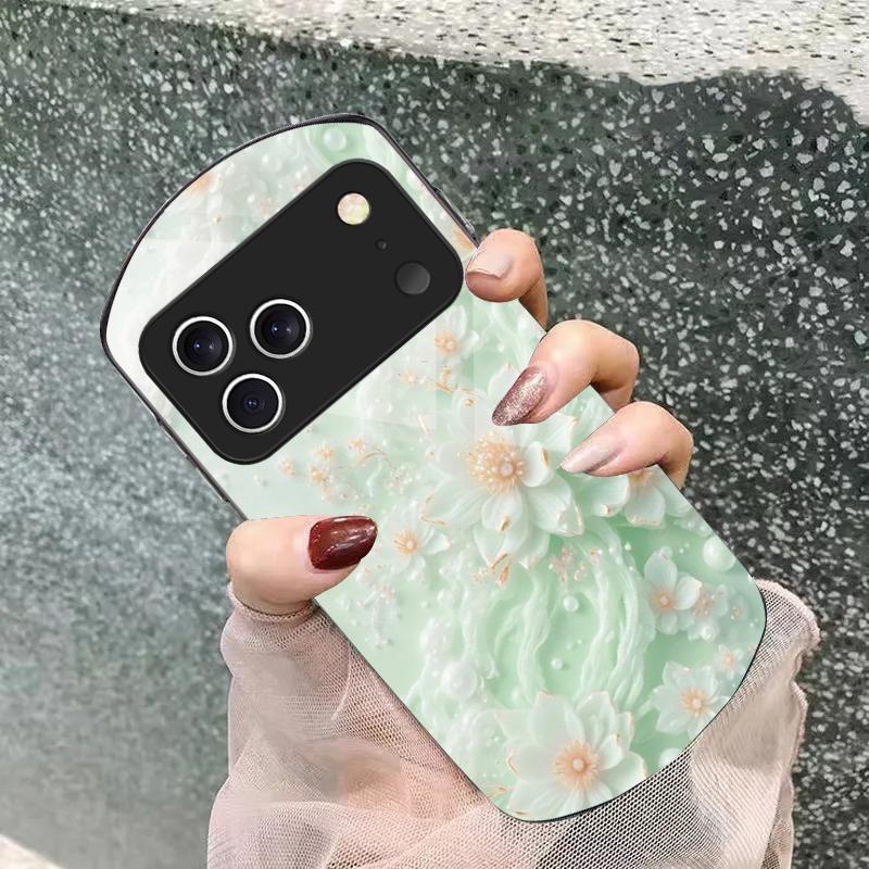 Schöne weiße Blumen Für iPhone 17 Air 16 15 14 Pro 13 Plus 12 mini 11 Pro Max XR X 7 8 Elliptische gehärtete Glas Handyhülle
