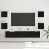 7 Piece Wall Mounted TV Cabinet Set Black Oak Effect Engineered Wood