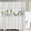 Green Plant Leaf Cactus Shower Curtain Printed Modern Nordic Minimalist Polyster Bathroom Curtain Home Decor Curtain with Hooks