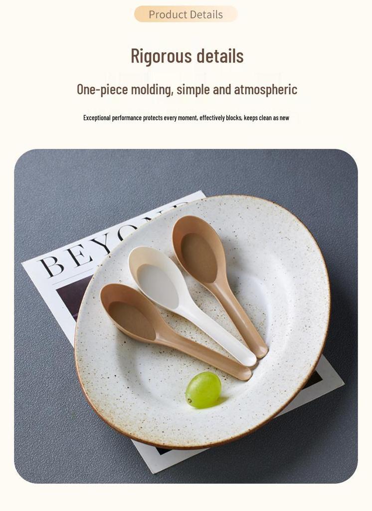 Biodegradable Rice Husk Chinese-Style Spoon: Disposable, Food-Grade for Porridge, Soup, Condiments, Dessert, and Takeout.