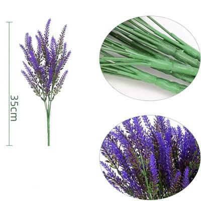 Artificial Flowers Flocked Plastic Lavender Bundle Fake Plants Wedding Bridle Bouquet Photography Props Indoor Home Decor