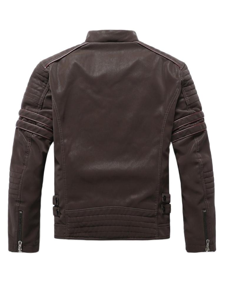Men's Slim Fit Frosted Leather PU Motorcycle Jacket - Stylish Autumn & Winter Wear