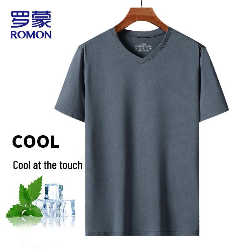 

Romon Men s Ice Silk Quick-Dry V-Neck T-Shirt L