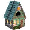 Rustic Hanging Bird House for Outdoor Garden - Handcrafted Wooden Bird Nest with Roof, Weather-Resistant Wild Bird Feeder