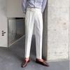 Naples Men's Trendy Casual Italian Business Style High-Waisted Nine-Point Pants 