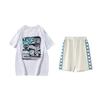 Printed Loose Short Sleeve T-Shirt Comfortable Versatile Skin-Friendly Shorts Casual Sports Set Unisex Sets AHSUA27-1+YKSV129-1