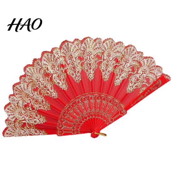 Dancing Fan Folding with Hanging Ring Smooth Opening Comfortable Grip Dance Clear Pattern Chinese Style Fabric School Supply