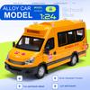 1:24 School Bus Police Car Model Toy Doors Opened Sound Light Models Pull Back Shock Absorption Cars for Child Holiday Presents