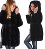 Winter Fur Coat with Hood and Drawstring Waist