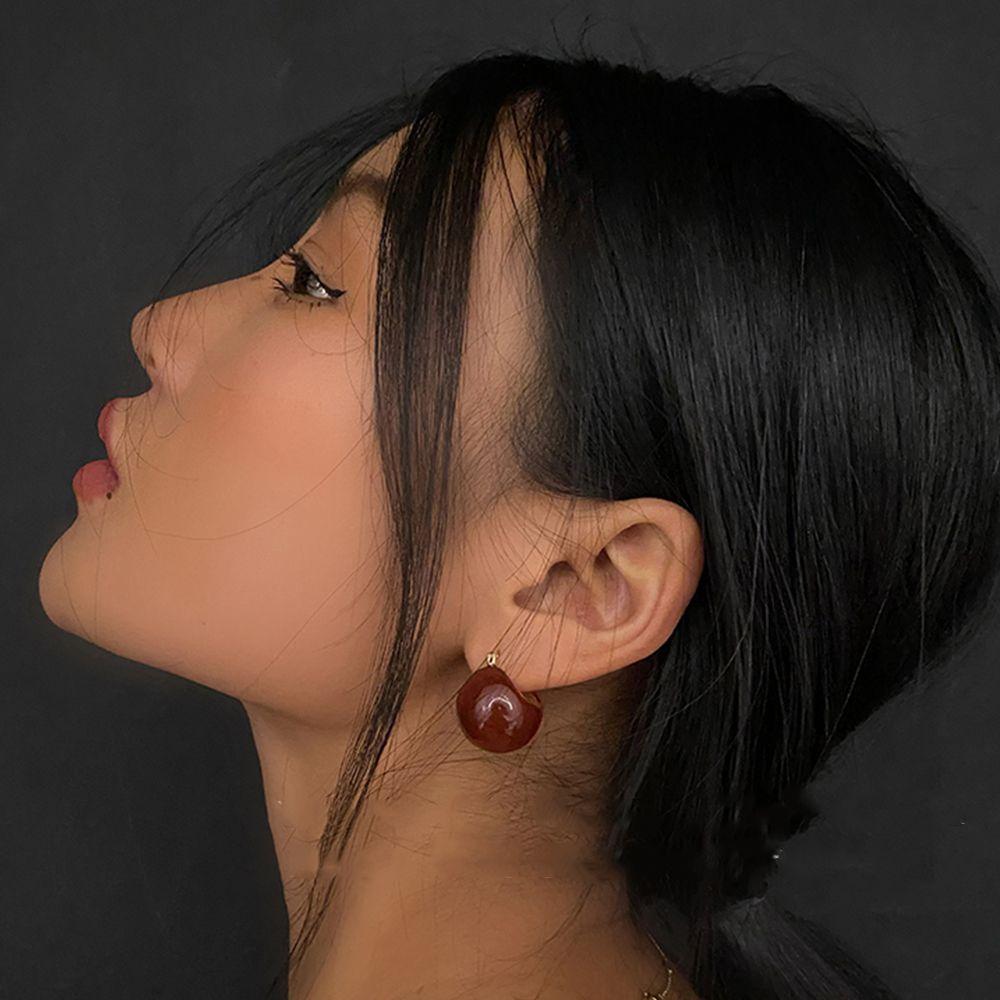 

Design Lady Round Bead Copper Women Earrings Korean Style Earrings Enamel Ear Buckle Stud Earrings