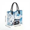  Watercolor Raccoon Print Tote Bag Casual Large Capacity Shoulder Handbag for Daily Use