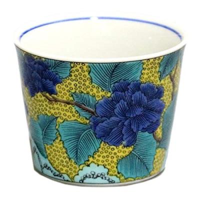 Kutani Seikou Soba Old Kutani Aote Clay Pot with Peony Figure Ware, Kiln, Choko, Choko, MCF-03