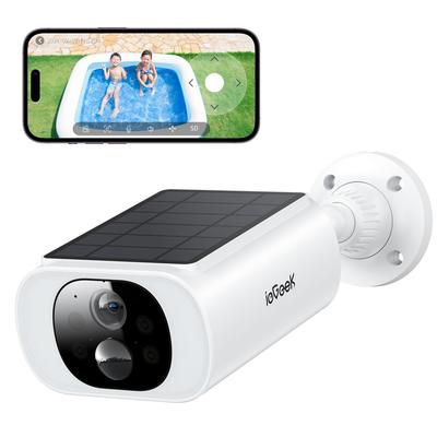 ieGeek Outdoor Solar Security Camera with Integrated 2026 Solar Panel and Enhanced Night PIR Human Alexa Fully No Power Supply Alarm IP65 Lot Outdoor