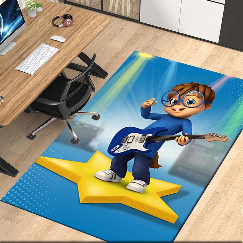 Tapete com Estampa de Alvin e os Esquilos para Cadeira de Escritório Sala de Estar Quarto Cozinha Decoração de Ambientes Presentes