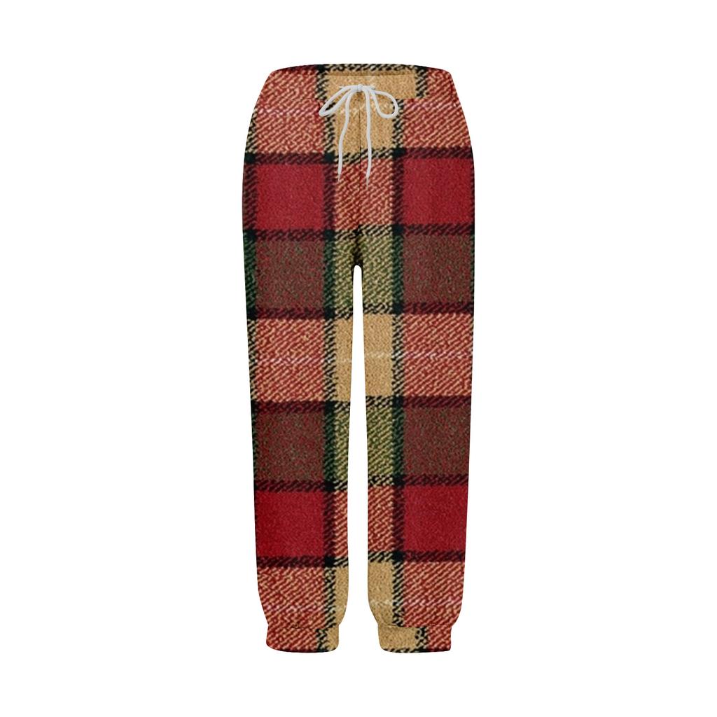 Women's casual fashion home Christmas print plush sweatpants