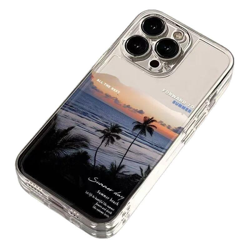 Sunset Sea View Coconut Tree for Apple 17Promax Mobile Phone Case iPhone15Pro Landscape 14Pro Europe and America 16