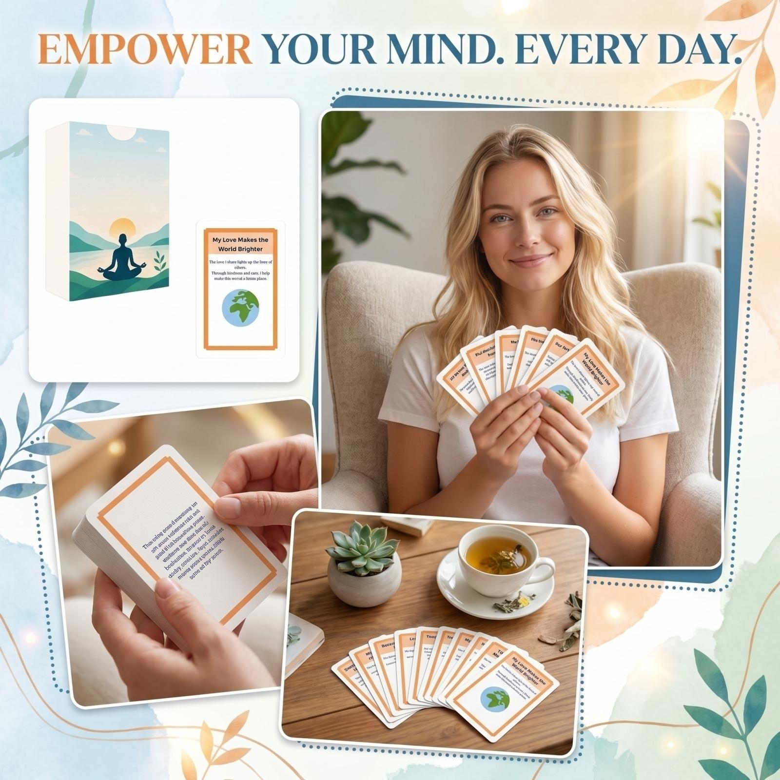 Resilience Affirmation Cards Set for Mental Strength and Positive Mindset Daily Practice with Inspirational Messages and Self-Reflection Prompts