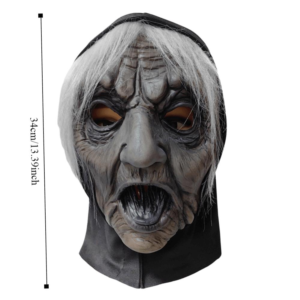 Dress Up White-haired Witch Mask Latex Party Cosplay Props Halloween Ghost Witch Mask  Unisex