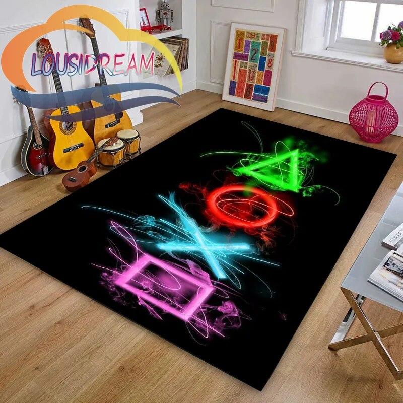 Gamer or Game handle Playroom and Bedroom Plush Carpet Non-slip  Soft Play Mat Bed Area Rug Parlor Decor