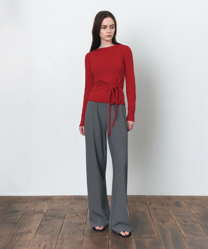 Siyajyu Sipt7192 Comfort Wide Elastic Waist Slacks_Melange Gray