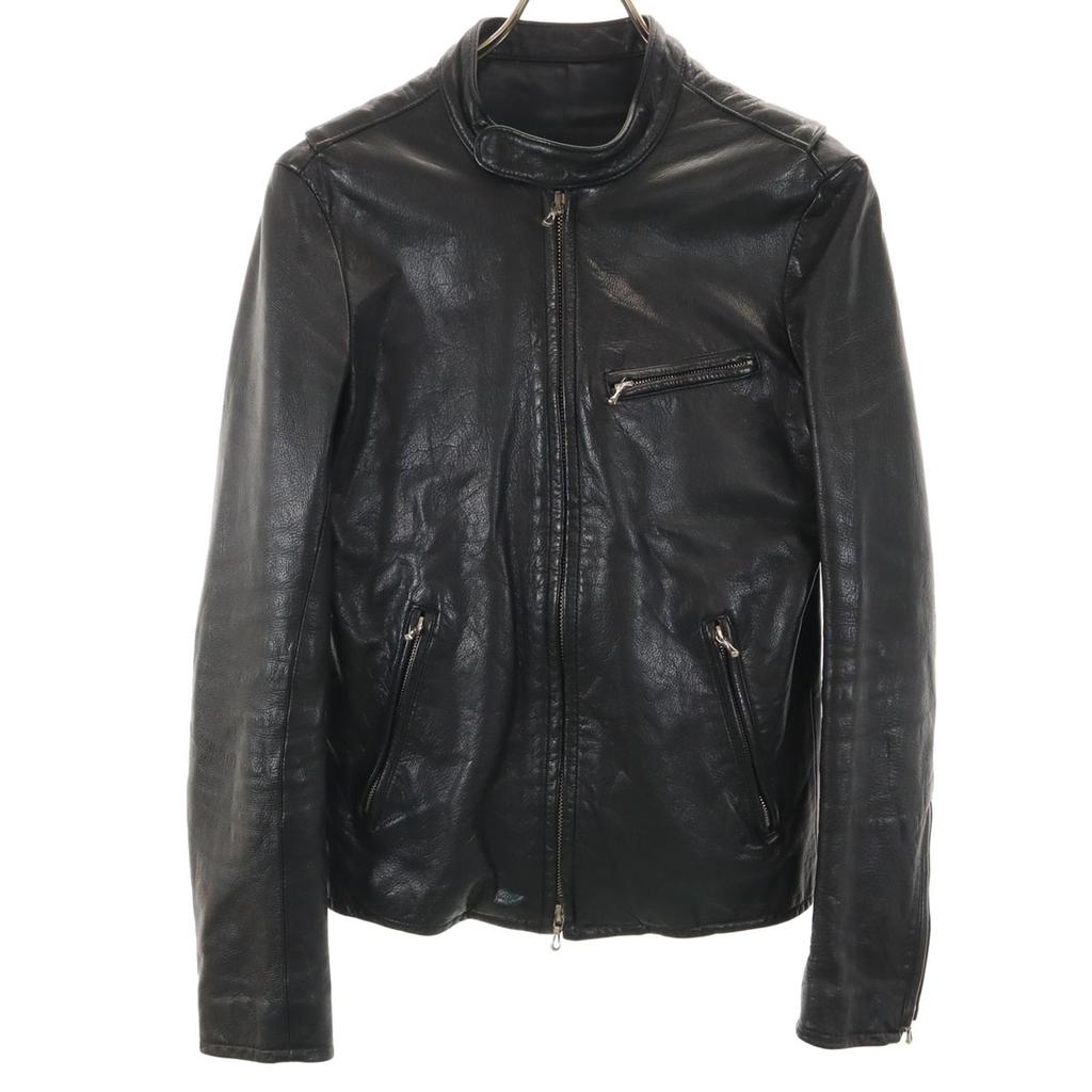LITHIUM HOMME Made In Japan Cowhide Leather Single Riders Jacket 44 Black Men's Used