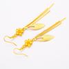 24K Gold Heart Tassel Long Earrings Women's AU999 - Premium, Delicate Combo, Fits Gifting & Banquets