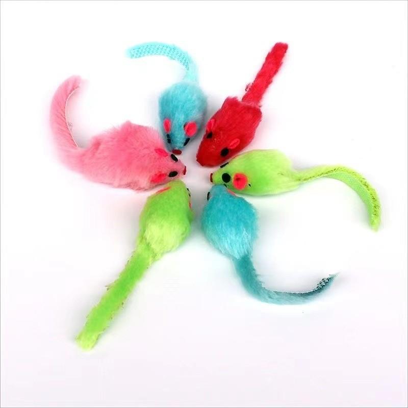 Cats Play with Colorful Tailed Little Mice. Pet Toys, Cat Toys, Colorful Mice, Plush Mice