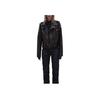Zara Solid Color Lapel Faux Leather Motorcycle Casual Long Sleeve Jacket Women jackets Black 4341759-800