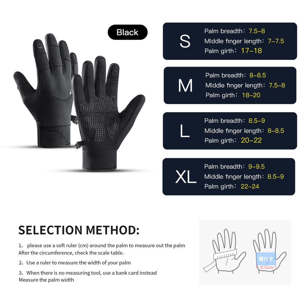 Waterproof Cycling Gloves Winter Motorcycle Gloves Touch Screen Bicycle Gloves Outdoor Riding Scooter Windproof Warm Ski Gloves