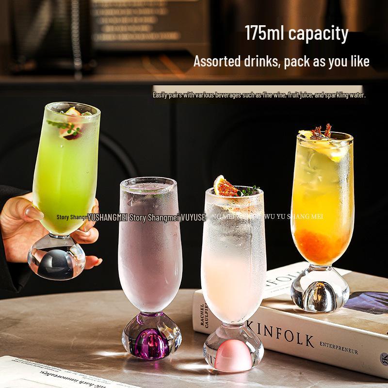 Creative Round Base Glass Cup for Juice, Beer, Cocktails, and Beverages