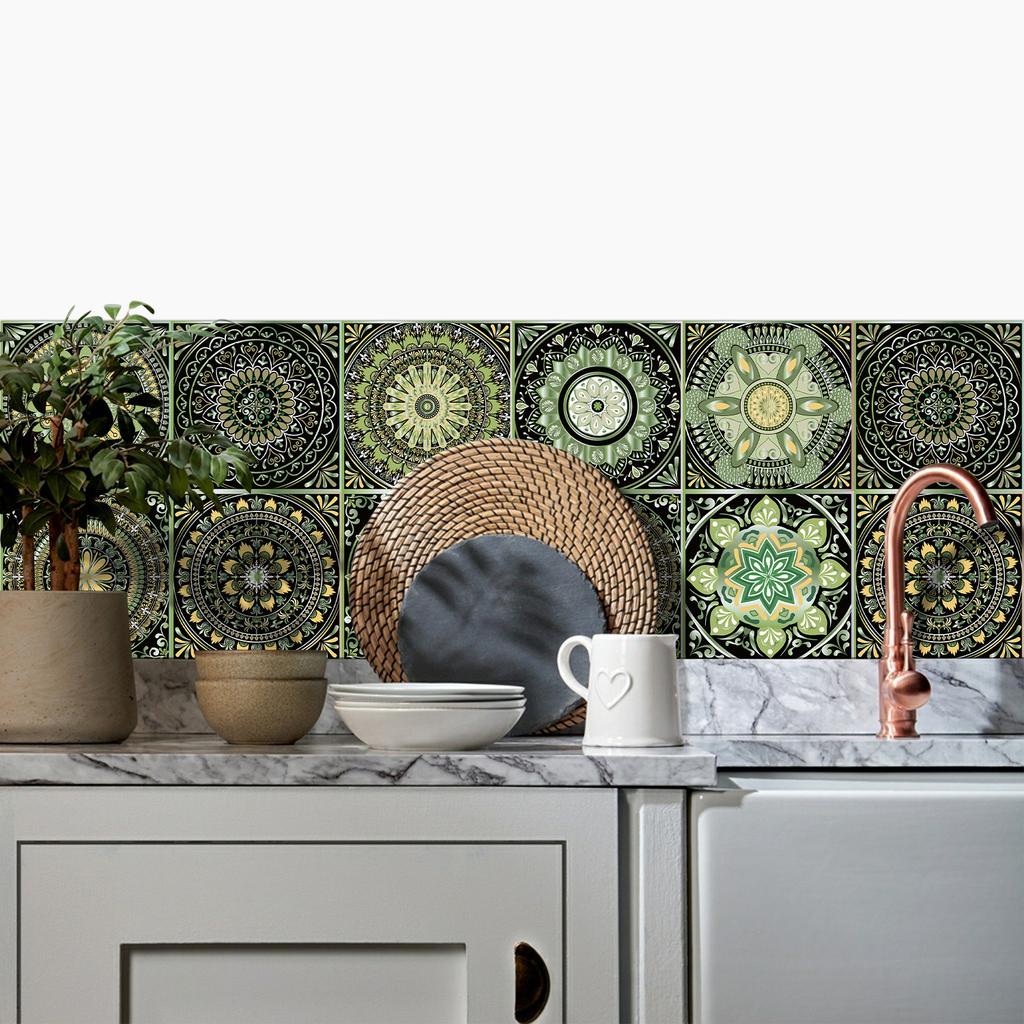 Nordic Tile Art Wall Sticker Kitchen Bathroom Waterproof And Oil-Proof Wallpaper Self-Adhesive Crystal Film Tile Sticker