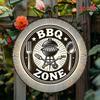 Vintage BBQ Metal Sign Rustic Kitchen Wall Decor Round Aluminum Tin Plate 20x20cm Bar Patio Grill Man Cave Gift