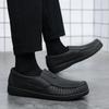 Fashion Men Loafers Outdoor Man Casual Shoes Waterproof Oil Resistant Chef Shoes Comfortable Dress Shoes Slip On Driving Shoes
