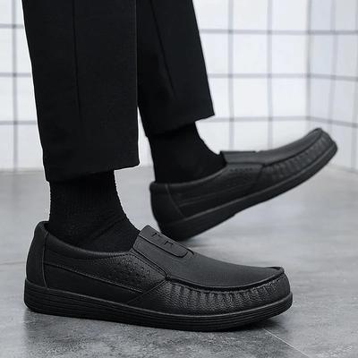 Fashion Men Loafers Outdoor Man Casual Shoes Waterproof Oil Resistant Chef Shoes Comfortable Dress Shoes Slip On Driving Shoes