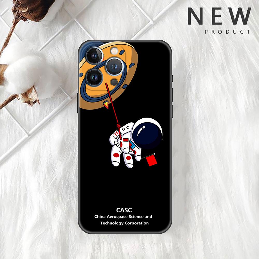 

Милый чехол-накладка с изображением астронавта для Apple iPhone 14 11 13 12 Pro 7 XR X XS Max 8 Plus 6 6S 14Pro, черный мягкий чехол для телефона iPhone 6 6S