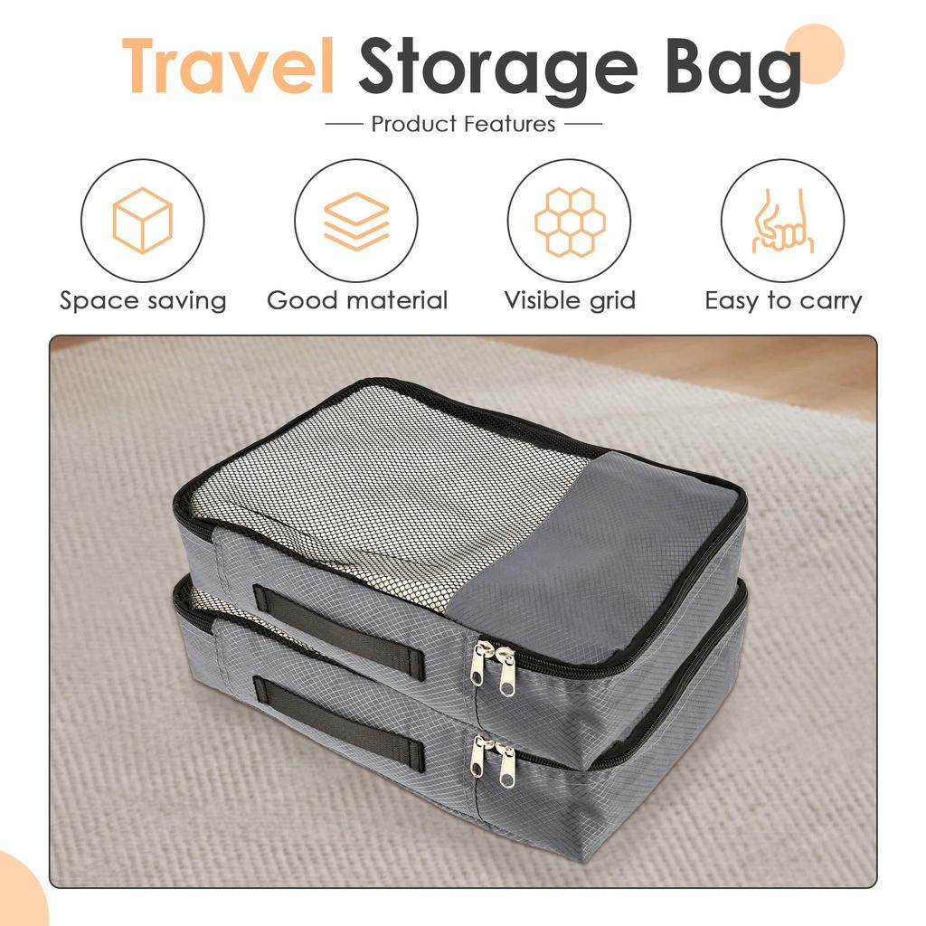 4 Pcs Travel Compressed Packing Cubes Storage Bag With Shoe Bag Mesh Waterproof Portable Suitcase Handbag Luggage Organizer