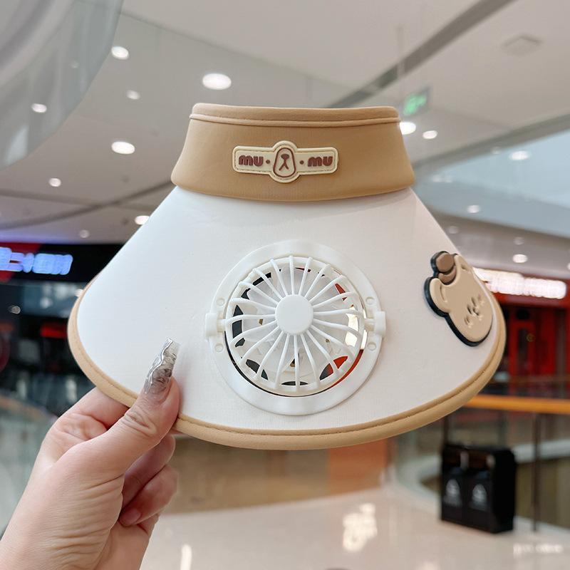 Children's Hat with Fan Solar Rechargeable Boys and Girls Big Hat Brim Sun Protection Sunshade Summer Travel Sun Hat