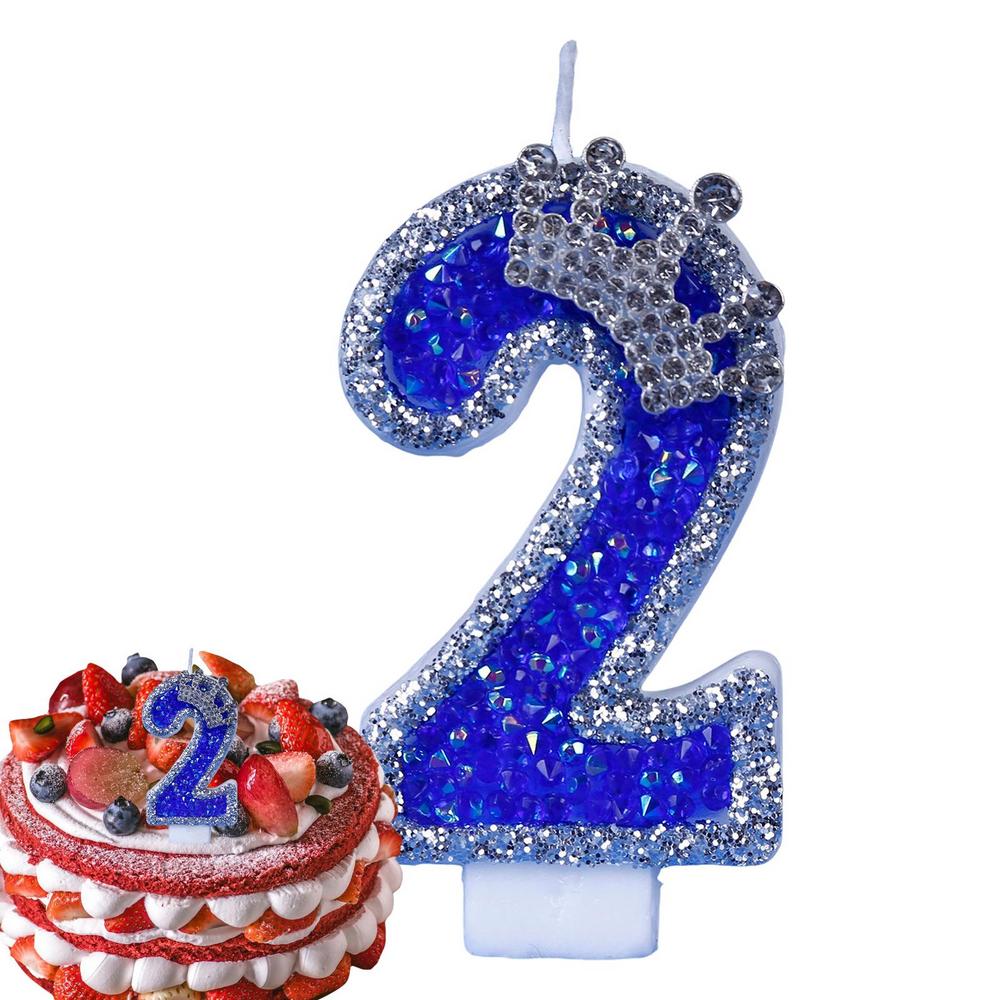 Blue Birthday Candles Glitter Blue Candles For Cake 3D Shape Cake Topper Decoration For Weddings Reunions Theme Parties