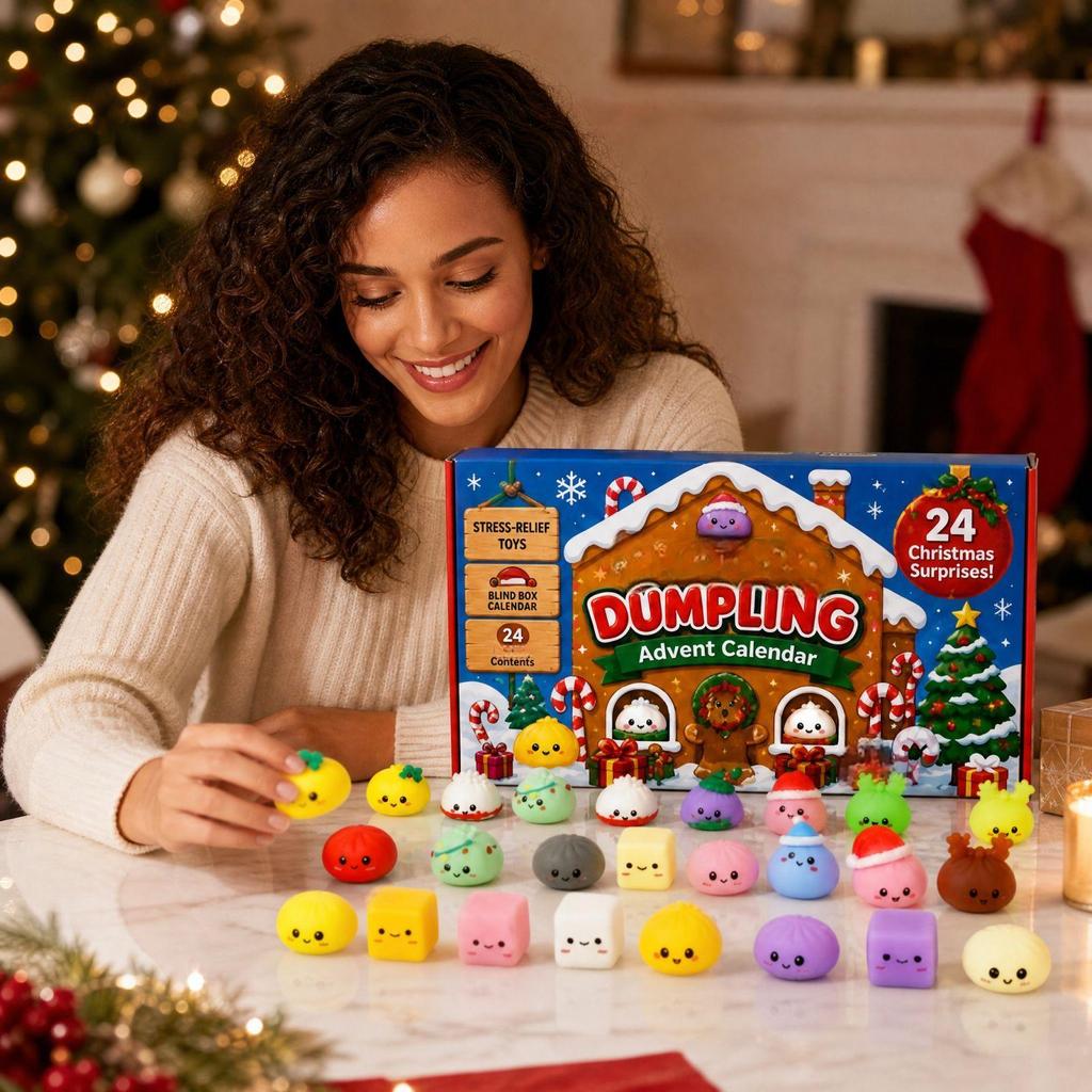 Weihnachts-Adventskalender für Erwachsene mit weichen sensorischen Spielzeugen - Niedliche Countdown-Überraschungs-Geschenkbox
