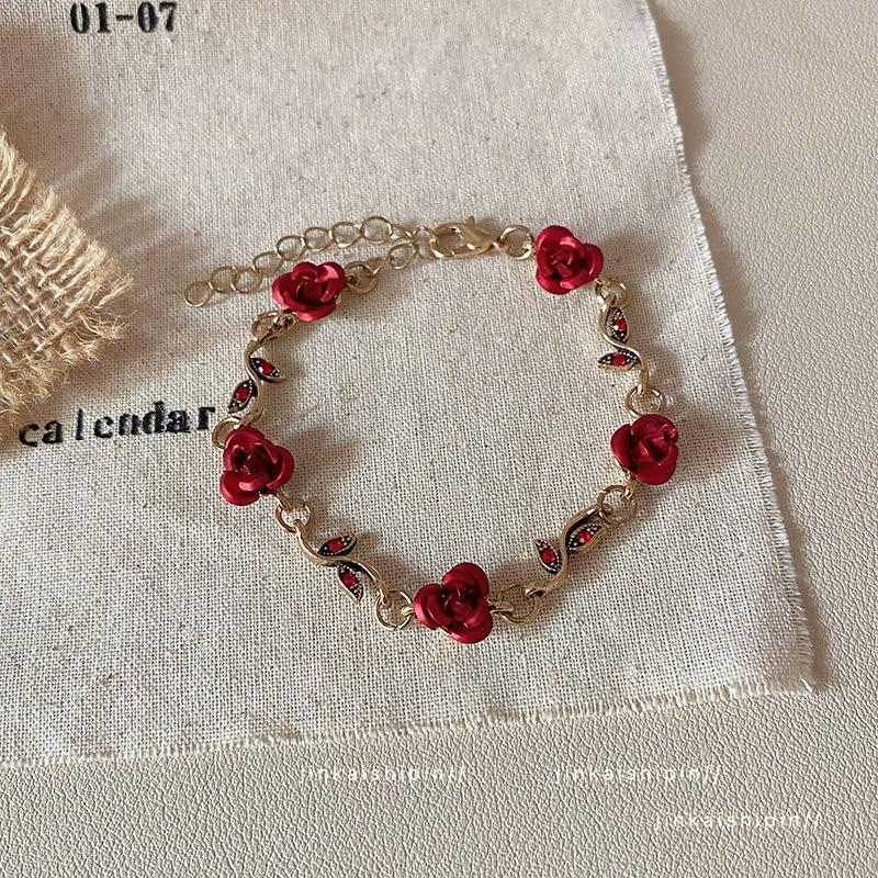 

Винтажный браслет с красной розой, женский чокер с кисточкой, свадебное и помолвочное украшение, роскошный браслет в винтажном стиле. SL0283-1
