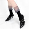 Lolita Splicing Lace Mesh Socks Thin Thin Long Socks Soft Sweet JK Calf Socks  Lady Girls