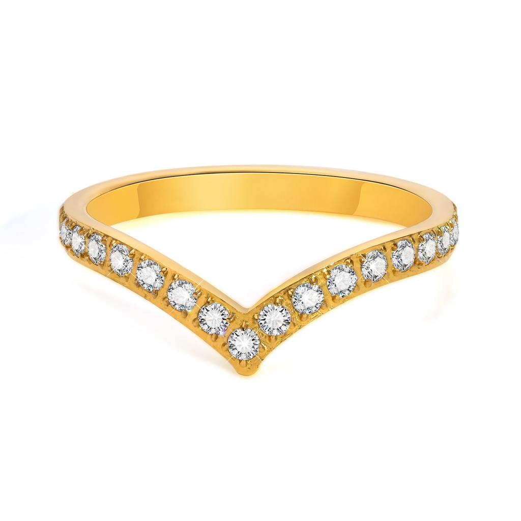 Chevron V Shape Ring Ring Zirconia For Women, Stainless Steel Curved Wedding Brand Stackable Fashion Geometric Ring
