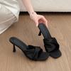One-word Cool Mopping 2026 Summer French Women's Outward Wear Plus Size New Simple High-heeled Semi-slippers