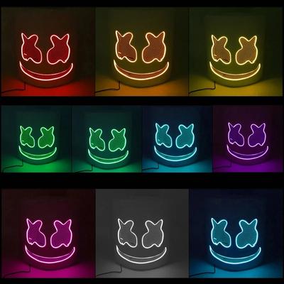 LED Világító Maszk és Kesztyűk DJ Marshmello Fej Sisak Világító Cosplay Fejfedő Férfiak Nők Zenei Fesztivál Halloween kellékek