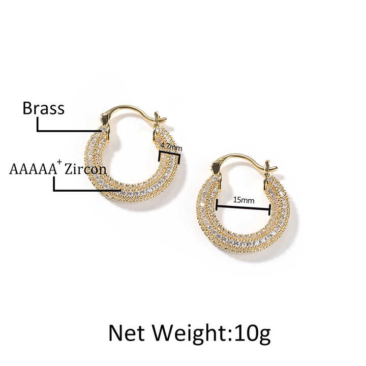 UWIN Fashion 22mm Iced Out Diamond Earrings CZ  Earrings Hoop Gold Plated Zirconia Women Earrings Jewelry