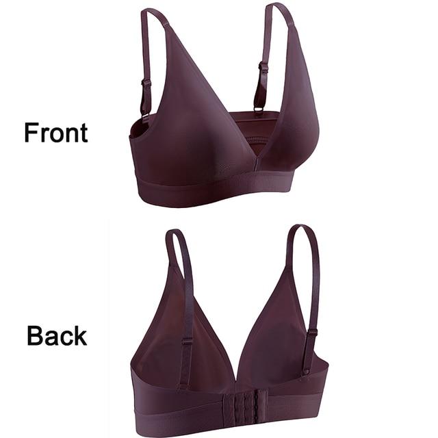 

FINETOO Жіночий бюстгальтер Жіноча нижня білизна Бюстгальтери із застібкою на спині Безрукавка Сексуальна нижня білизна Безшовні бюстгальтери Нижня білизна Глибокий V-подібний без спинки Бюстгальтер з підкладкою XL фіолетовий