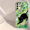 Retro Lucky Cute Cat Flower Girl Vortex Texture Phone Case for Samsung Galaxy S25 Edge S24 S23 S22 S21 S20 FE Plus Ultra Cover